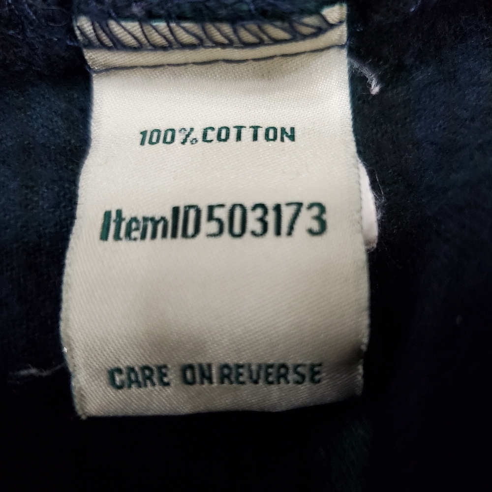 LL Bean flannel pajamas women's XL petite green and blue Scotch plaid pockets - Picture 9 of 16